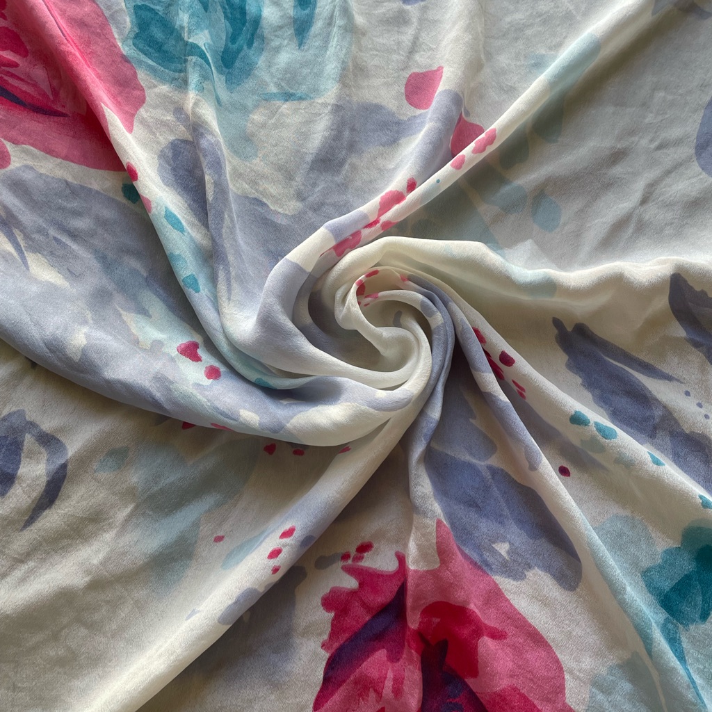100 Silk Vibrant Vintage Floral Scarf